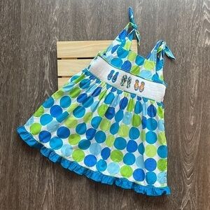Mom & me Smocked polka dots sandals embroidered dress. Size 6x